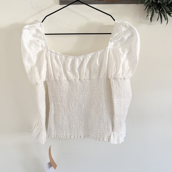 NWT Reformation White Haven Smocked Blouse M - Picture 7 of 7